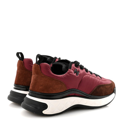 Chanel Nylon Suede Calfskin CC Sneakers 41 Burgundy Brown 5 of 10