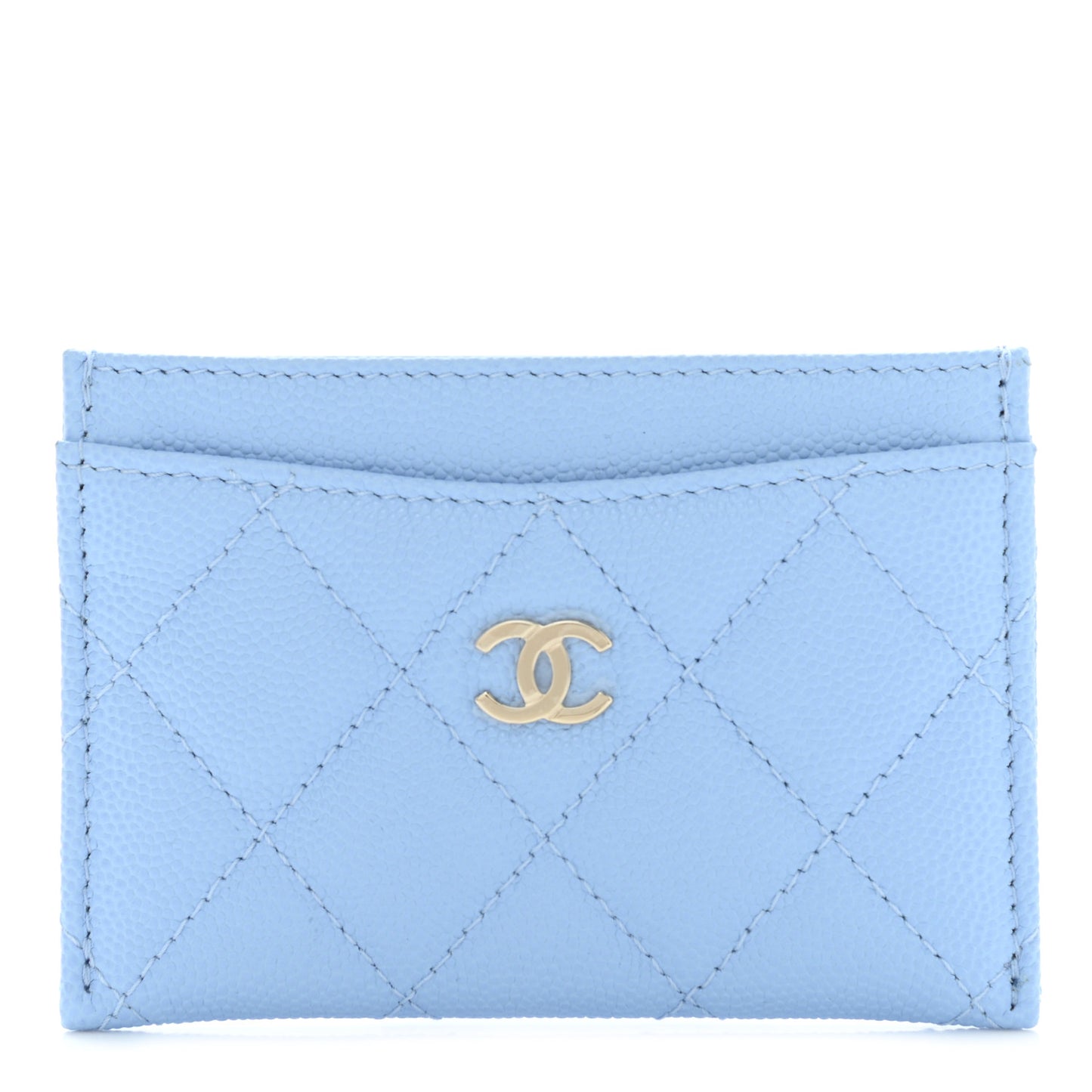Caviar Quilted Card Holder Light Blue