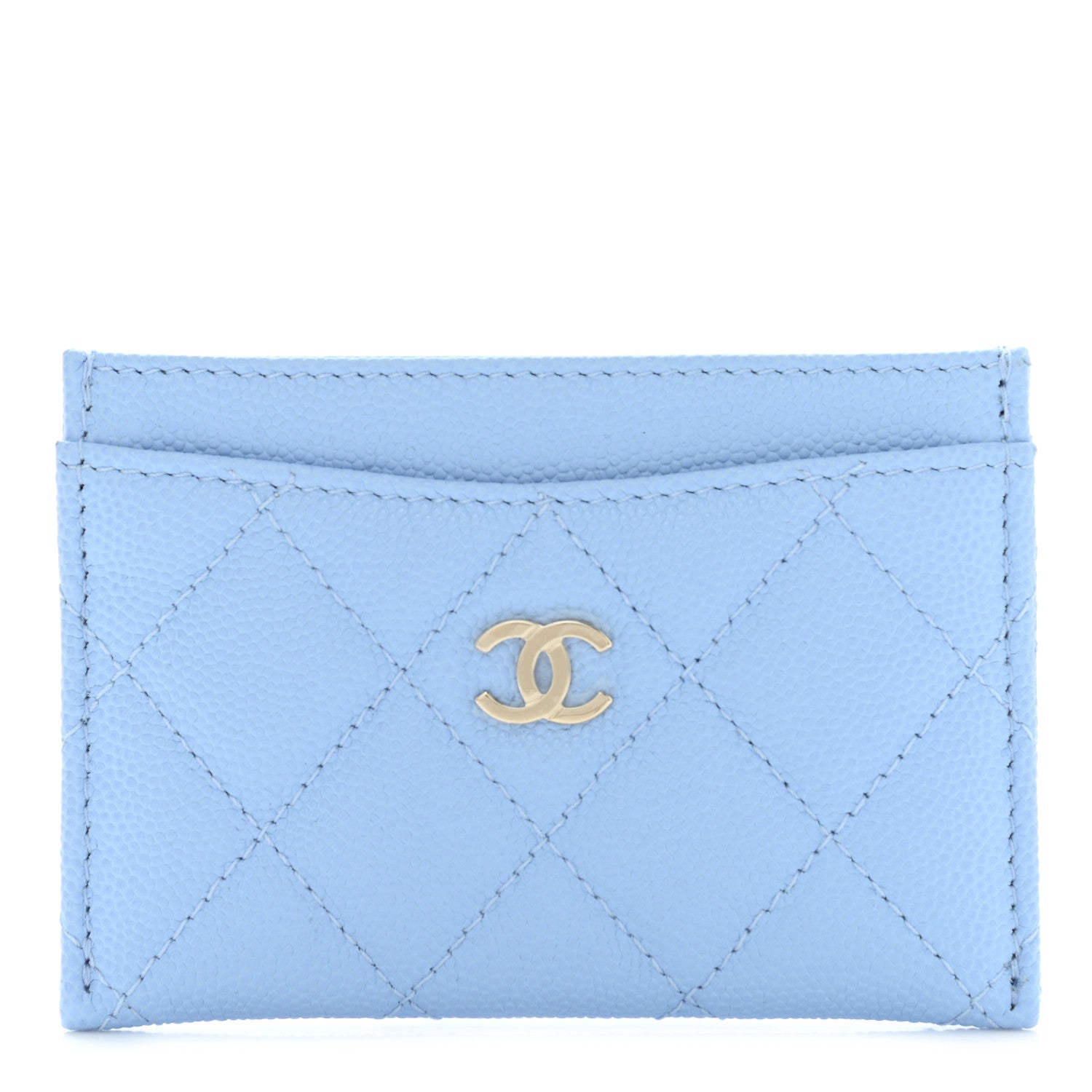 Chanel Caviar Quilted Card Holder Light Blue 1 of 10