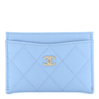 Chanel Caviar Quilted Card Holder Light Blue 1 of 10