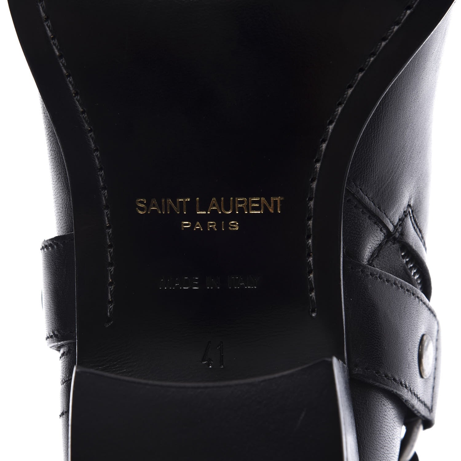 Saint Laurent Calfskin Studded Mens Wyatt Harness Boots 41 Black 9 of 11