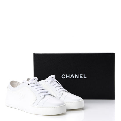 Chanel Calfskin Gum Womens CC Sneakers 40 White 11 of 11