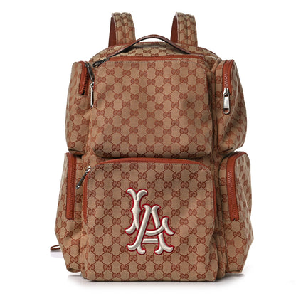 Gucci X MLB GG Monogram LA Dodgers Large Backpack Beige Ruggine Ivory 1 of 12