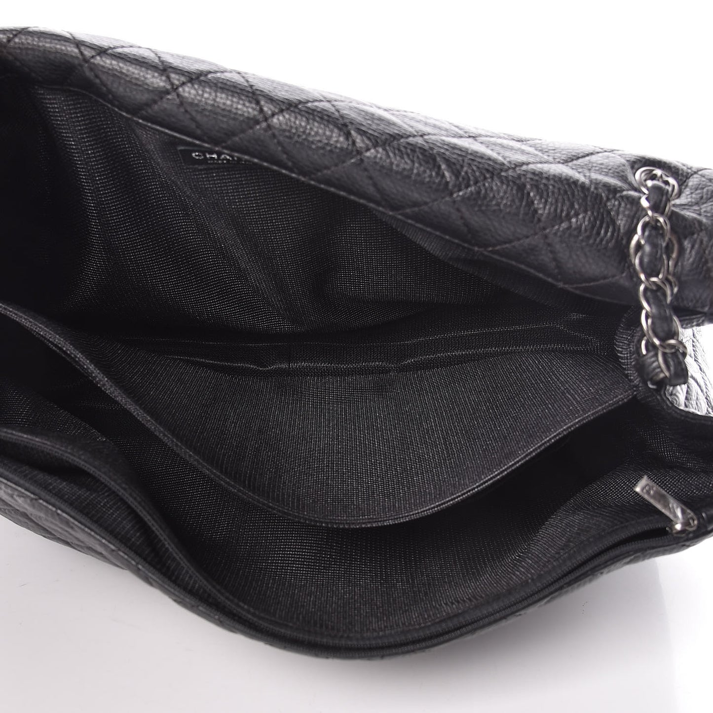 Calfskin Quilted XXL Travel Flap Bag Black
