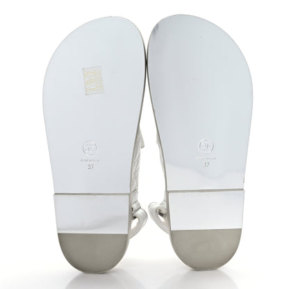 Chanel Laminated Lambskin Quilted Velcro Dad Sandals 37 Silver 5 of 8