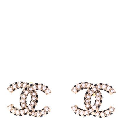 Chanel Resin Pearl CC Earrings Gold Black 1 of 4