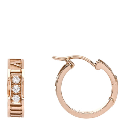 Tiffany 18K Rose Gold Diamond Atlas Hoop Earrings 1 of 4