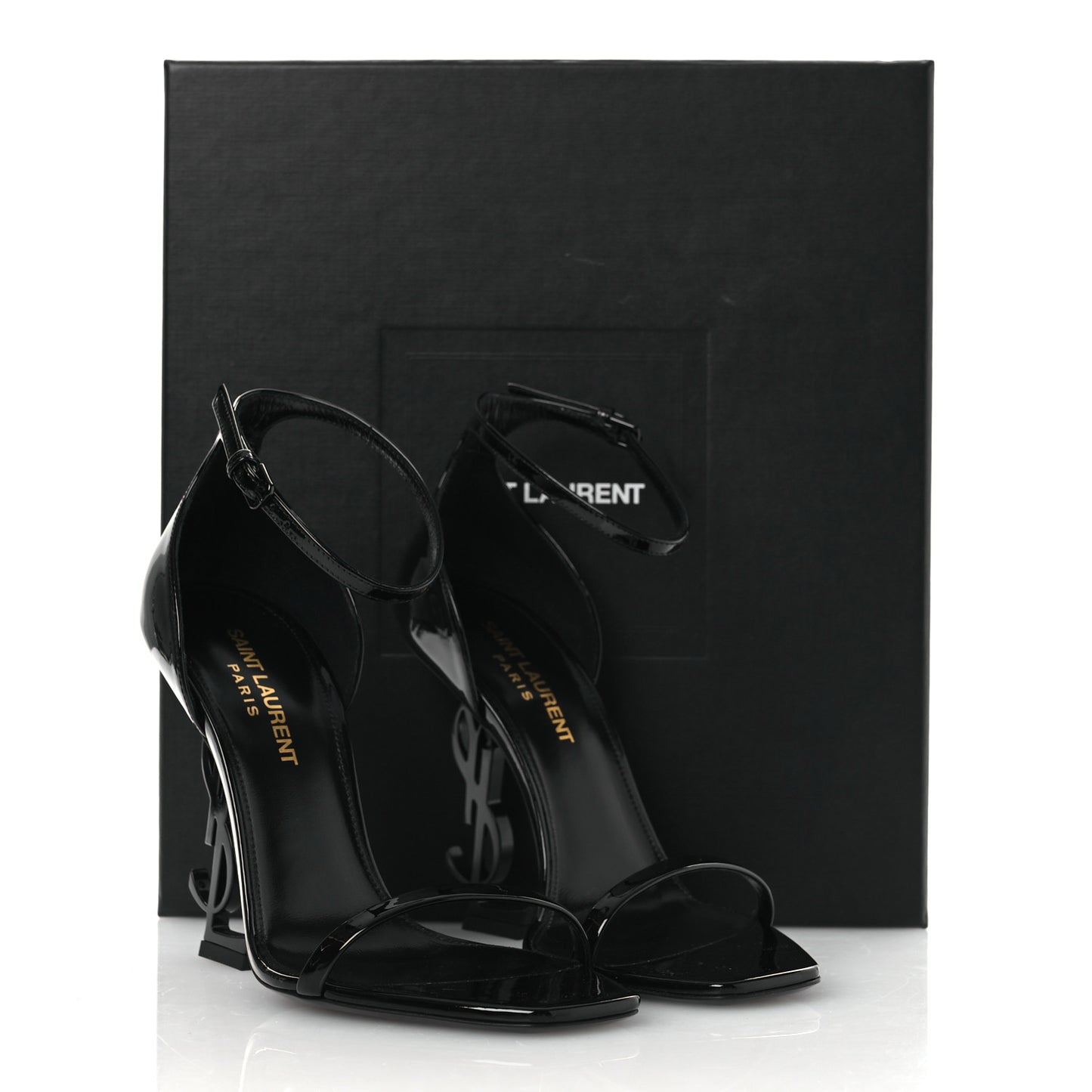 Patent Calfskin Opyum 110 Sandals 36.5 Black