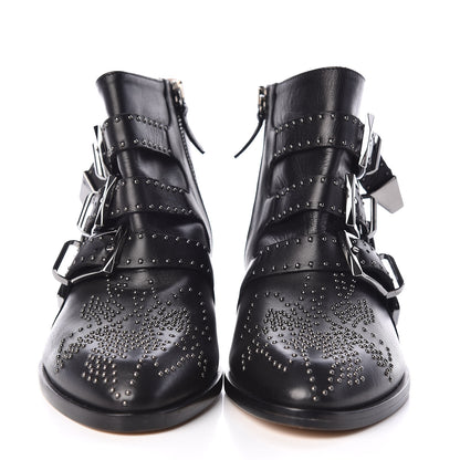 Chloe Nappa Sheepskin Studded Susanna Ankle Boots 35 Black Silver 2 of 8