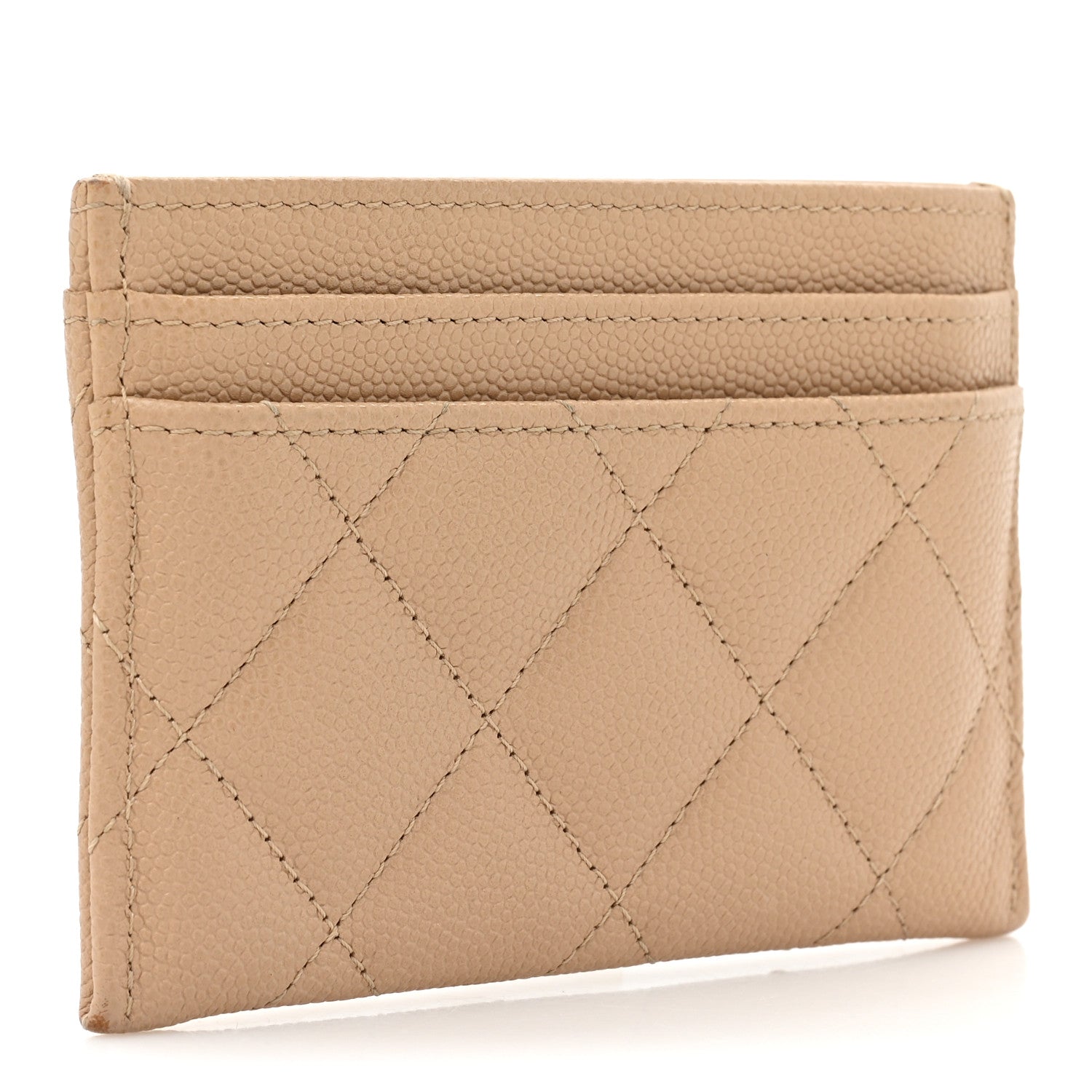 Chanel Caviar Quilted Crystal Card Holder Beige 3 of 13