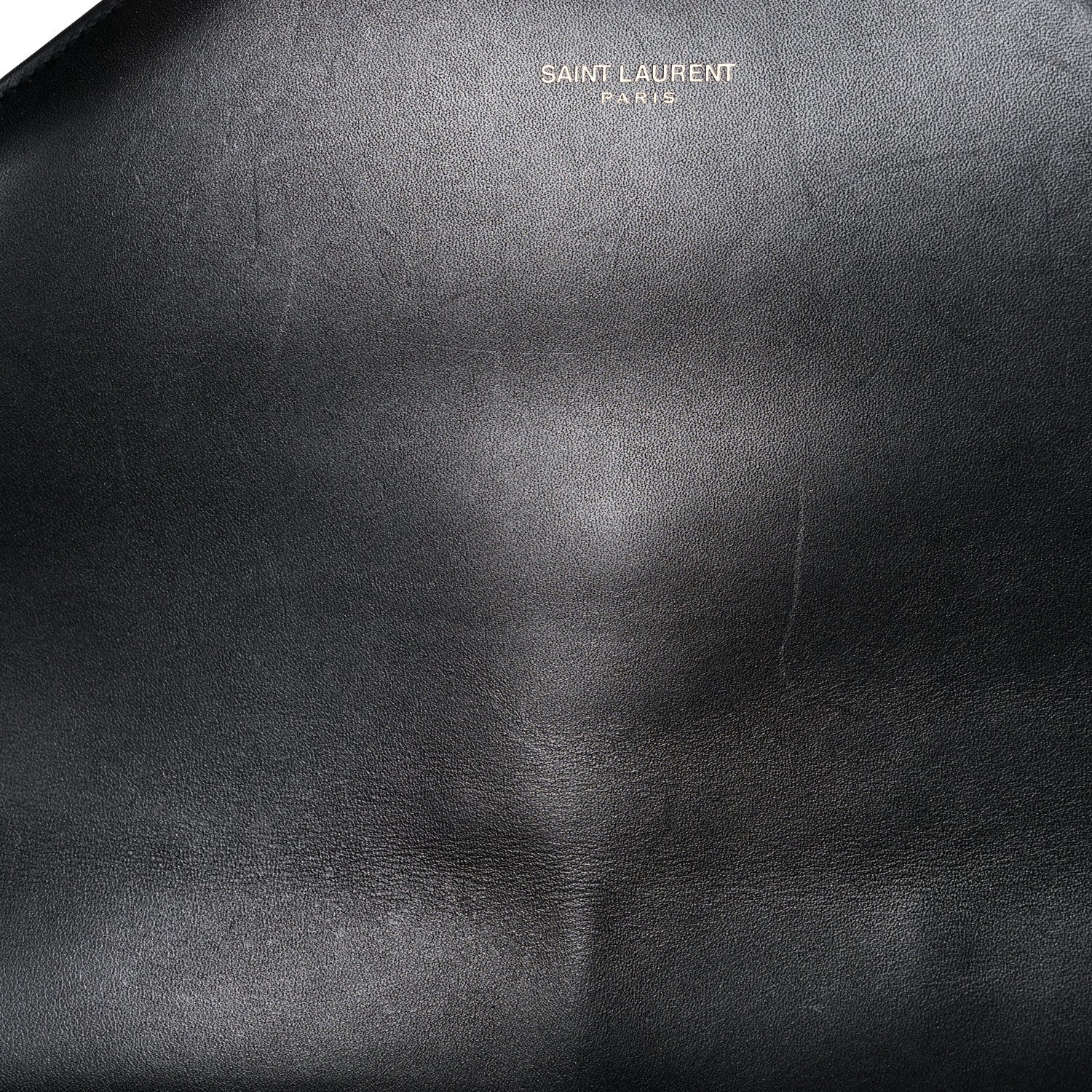 Saint Laurent Smooth Calfskin Matelasse Chevron Large Monogram Satchel Black 13 of 25
