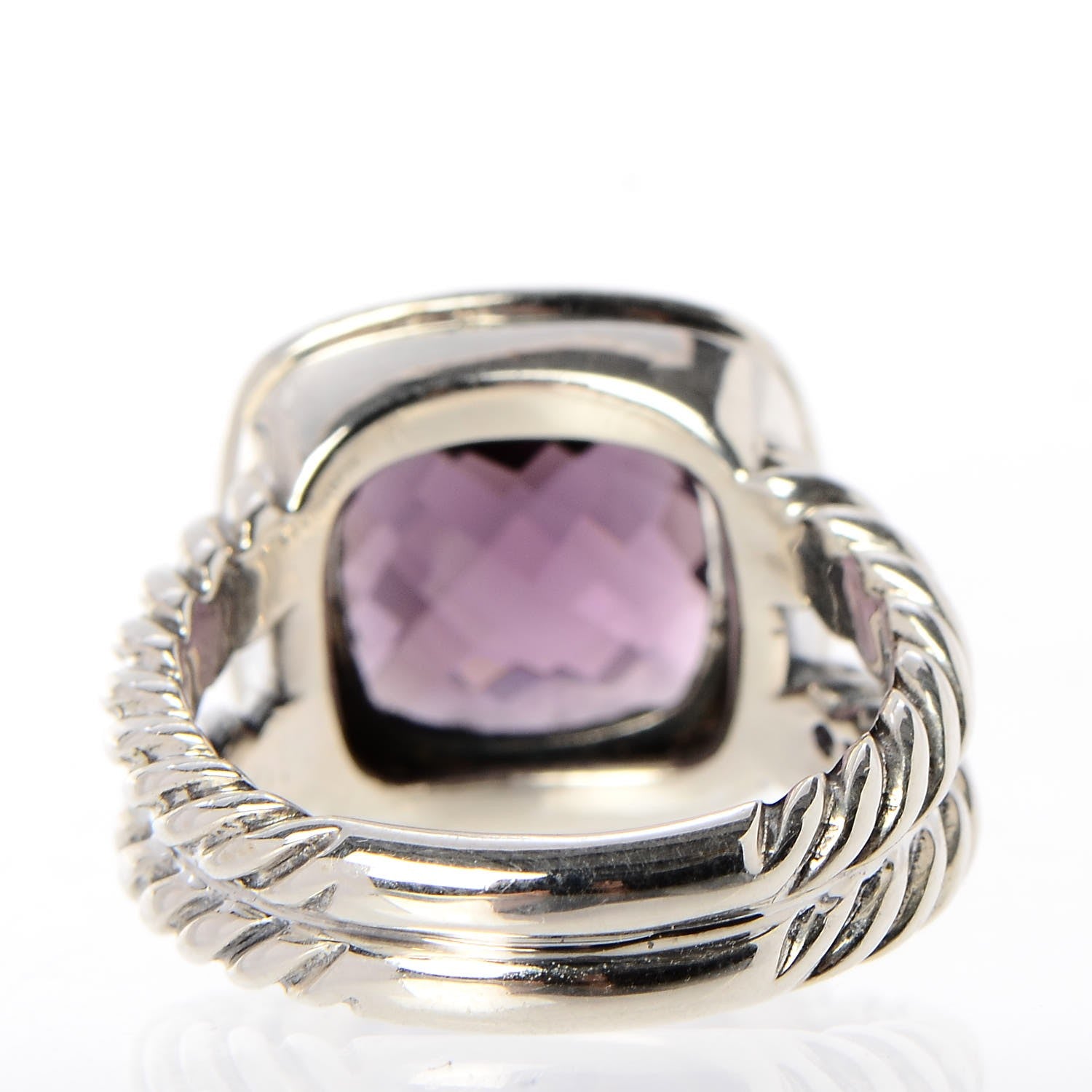 David Yurman Sterling Silver Diamond Amethyst 11mm Albion Ring 53 6.5 4 of 5