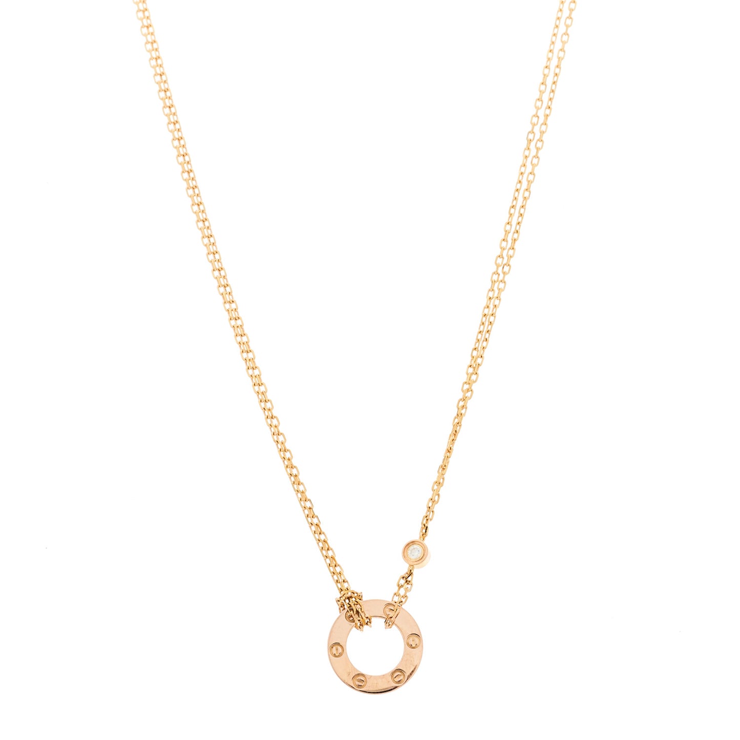 18K Pink Gold 2 Diamond LOVE Necklace