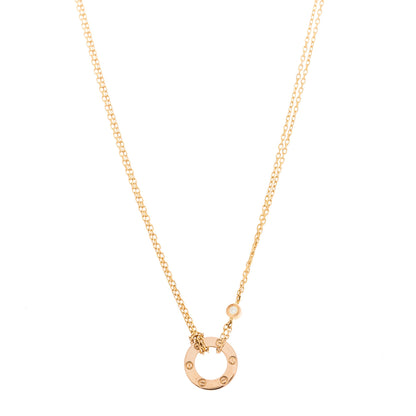 Cartier 18K Pink Gold 2 Diamond LOVE Necklace 1 of 5