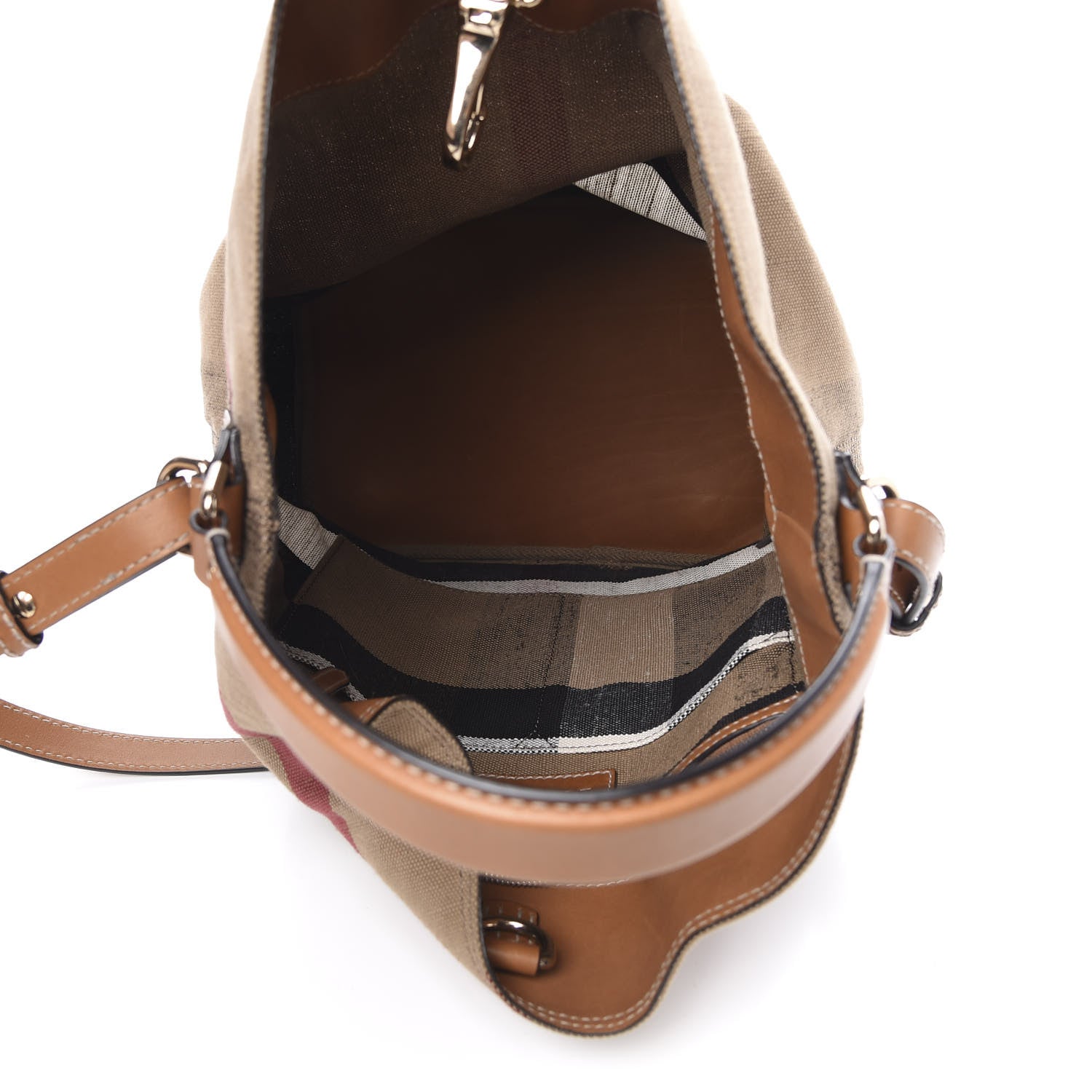 Burberry Canvas Mega Check Medium Ashby Hobo Saddle Brown 6 of 13