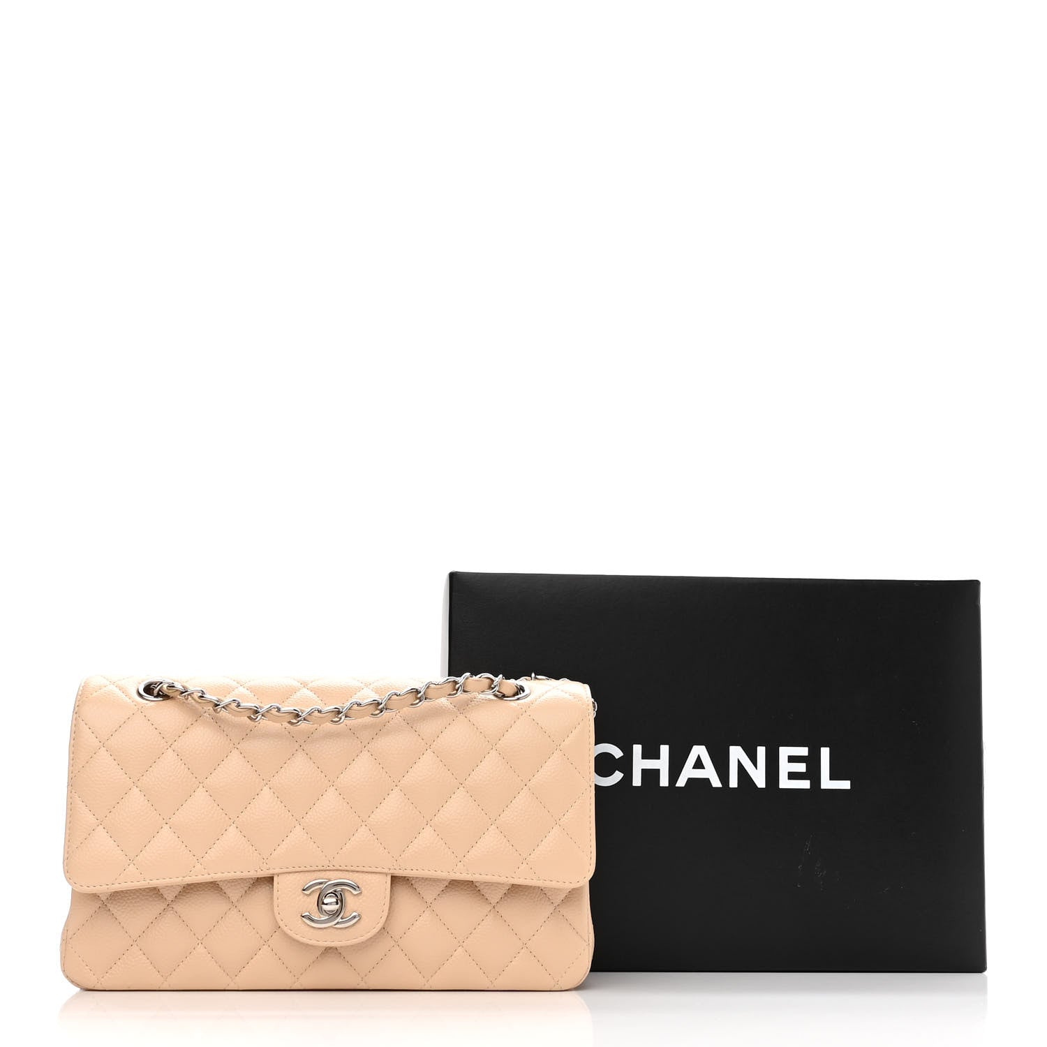 Chanel Caviar Quilted Medium Double Flap Beige 14 of 14