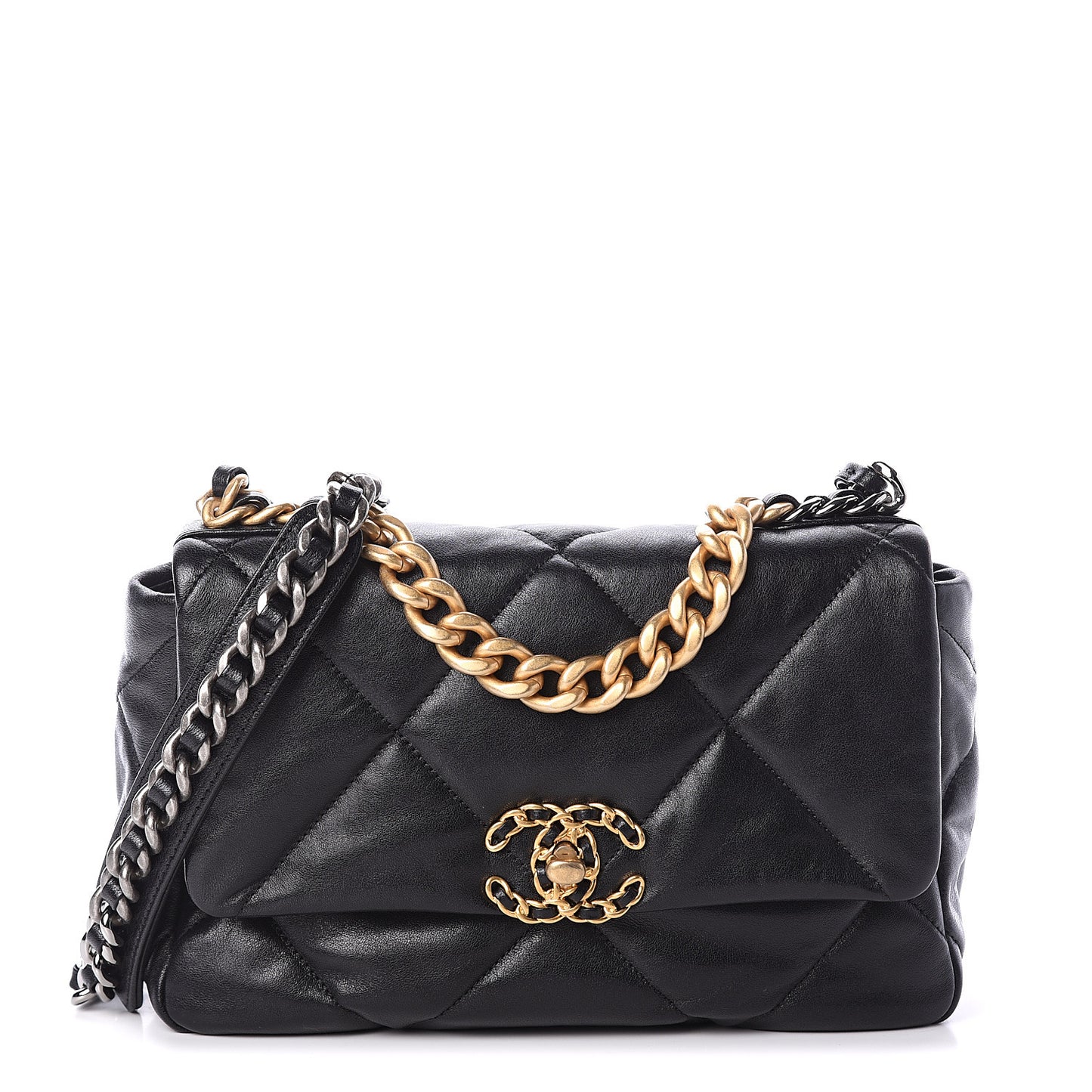 Lambskin Quilted Medium 19 Flap Black