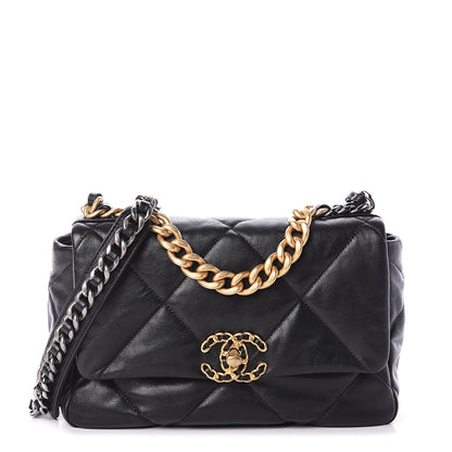 Chanel Lambskin Quilted Medium 19 Flap Black 1 of 8