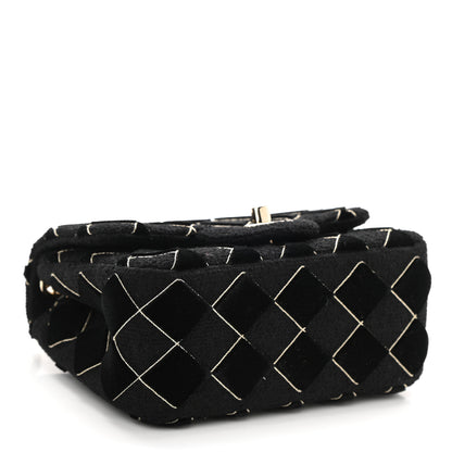 Chanel Velvet Tweed Quilted Mini Square Flap Black 4 of 11