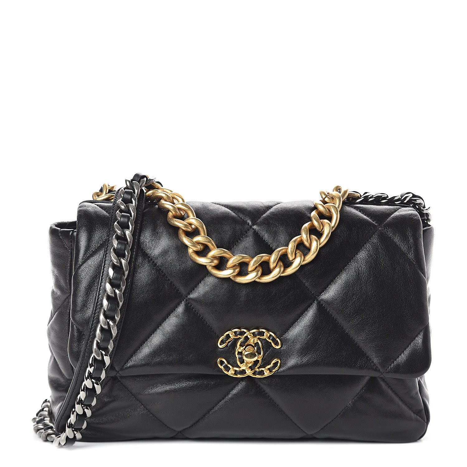 Chanel Lambskin Quilted Large 19 Flap Black 1 of 9