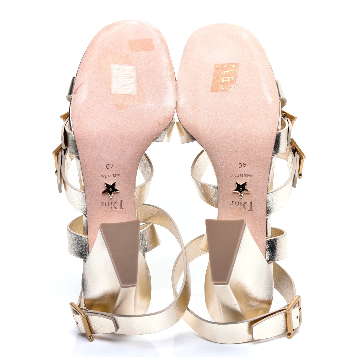 Christian Dior Laminated Calfskin Double D 70mm Sandals 40 Pale Gold 5 of 10