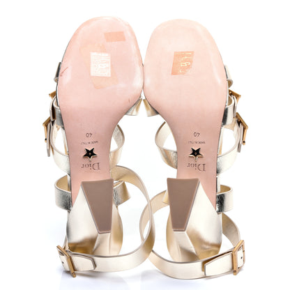 Christian Dior Laminated Calfskin Double D 70mm Sandals 40 Pale Gold 5 of 10