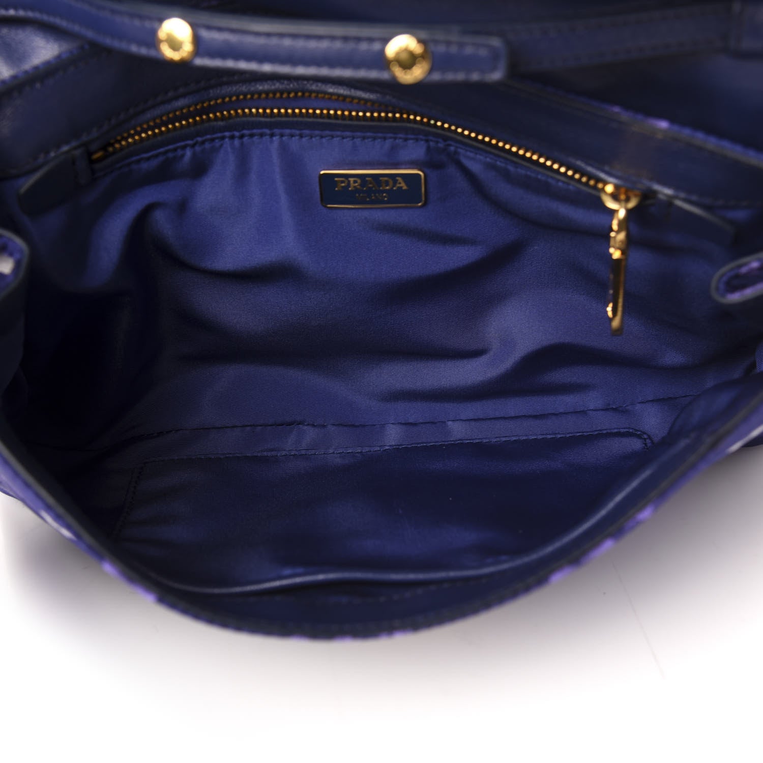 Prada Tessuto Nylon Jacquard Floral Print Shoulder Bag Blue 5 of 10