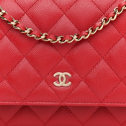 Chanel Caviar Quilted Wallet On Chain WOC Red 8 of 11