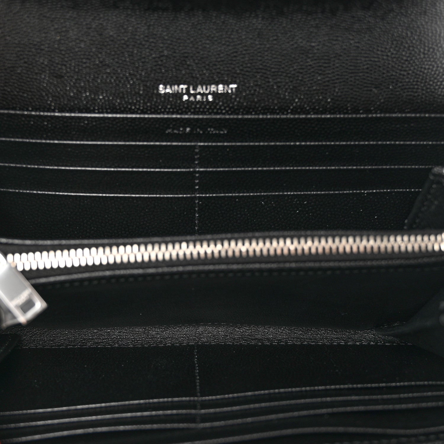 Saint Laurent Grain De Poudre Matelasse Chevron Monogram Flap Wallet Black 5 of 7