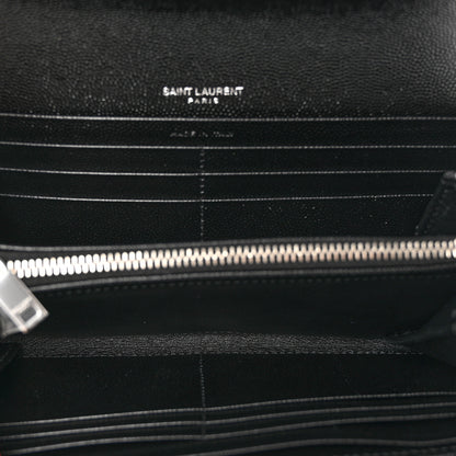 Saint Laurent Grain De Poudre Matelasse Chevron Monogram Flap Wallet Black 5 of 7
