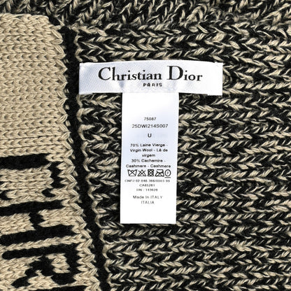Christian Dior Wool Cashmere Logo Scarf Beige Black 4 of 4