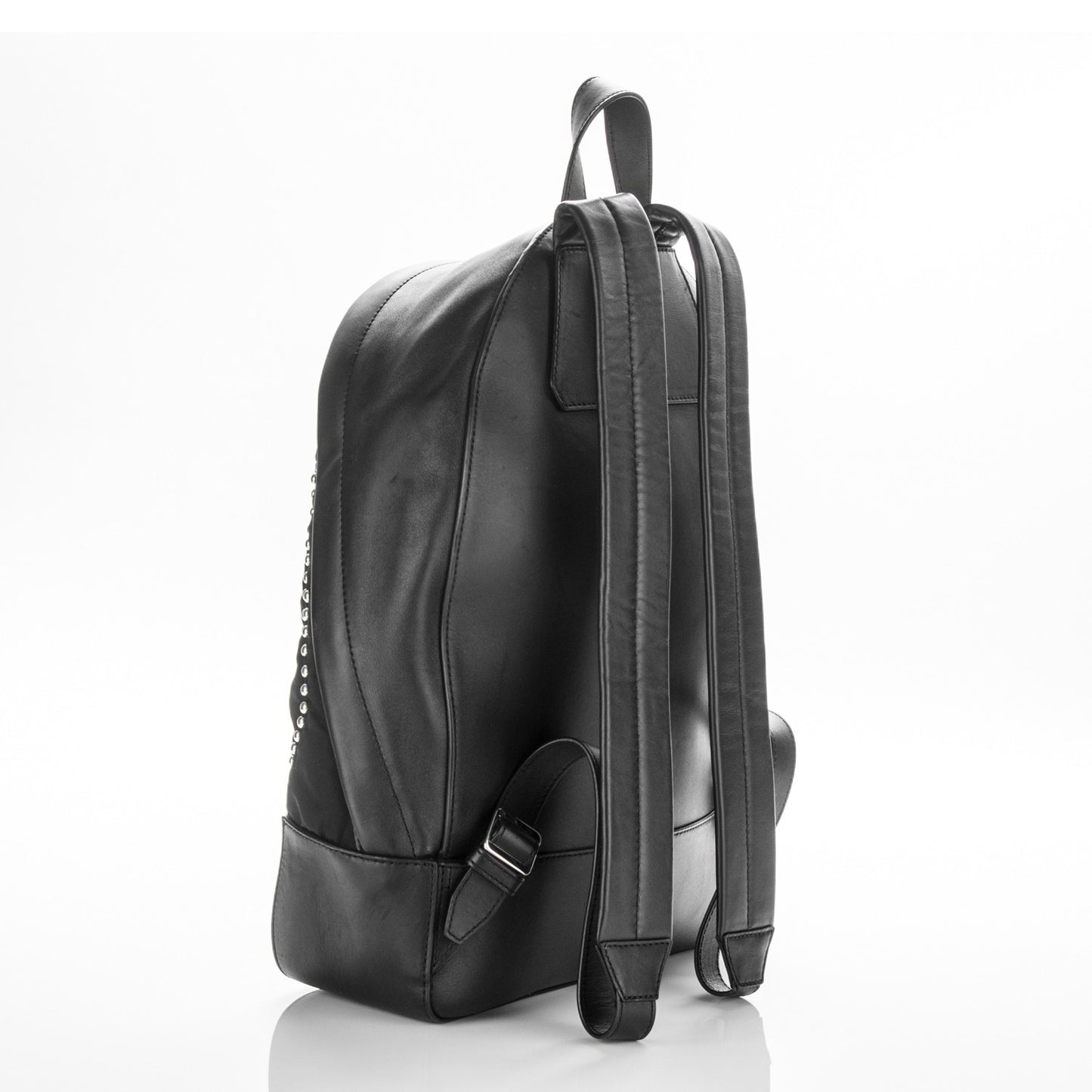 Lambskin Nylon Studded Backpack Black