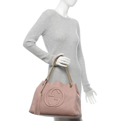 Chloe GUCCI Pebbled Calfskin Medium Soho Chain Shoulder Bag Dark Cipria 2 of 7