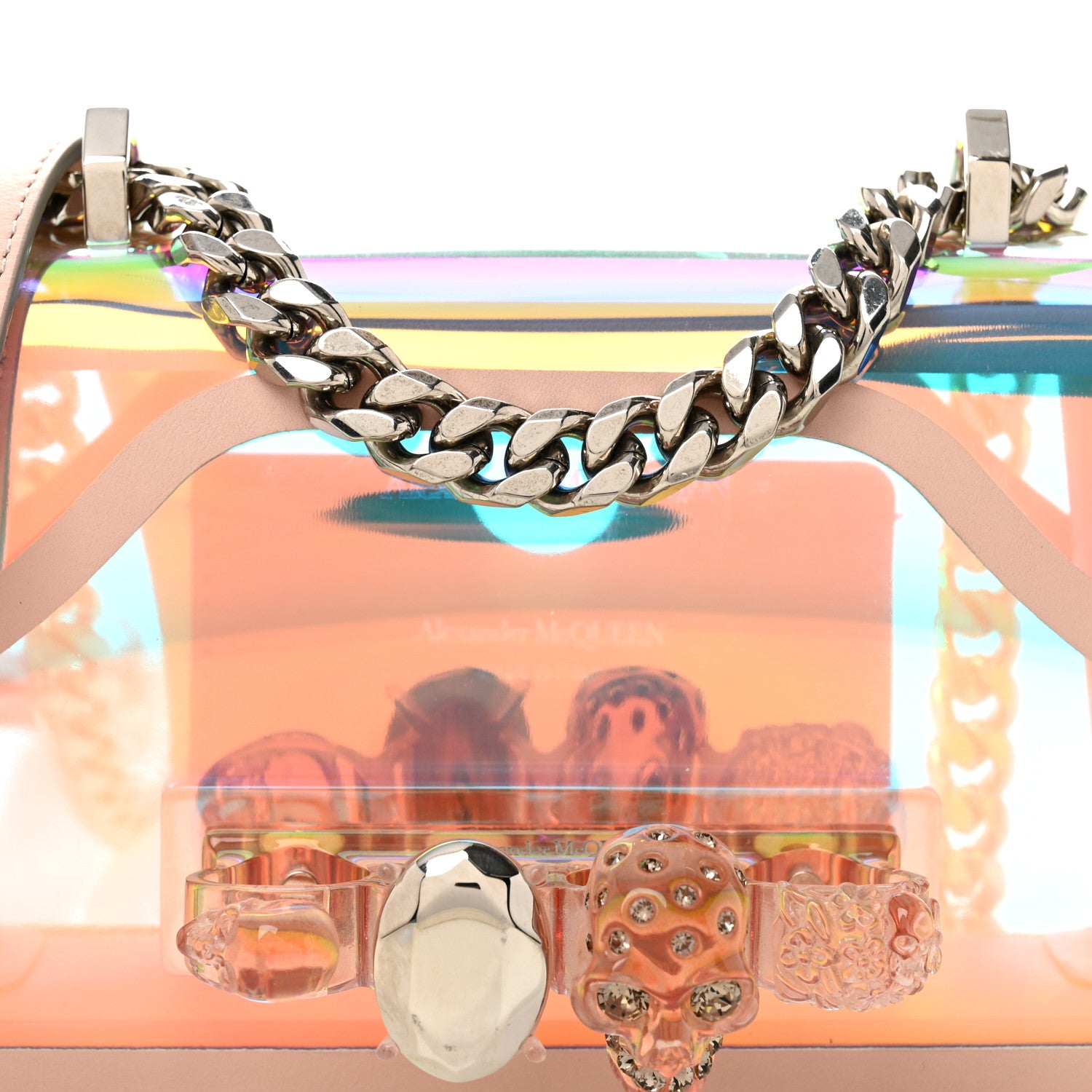 超美品A Woman Knows ロレツ・アレキサンドリア　シュリンク付 Alexander McQueen Iridescent PVC Calfskin Mini Knuckle Crossbody