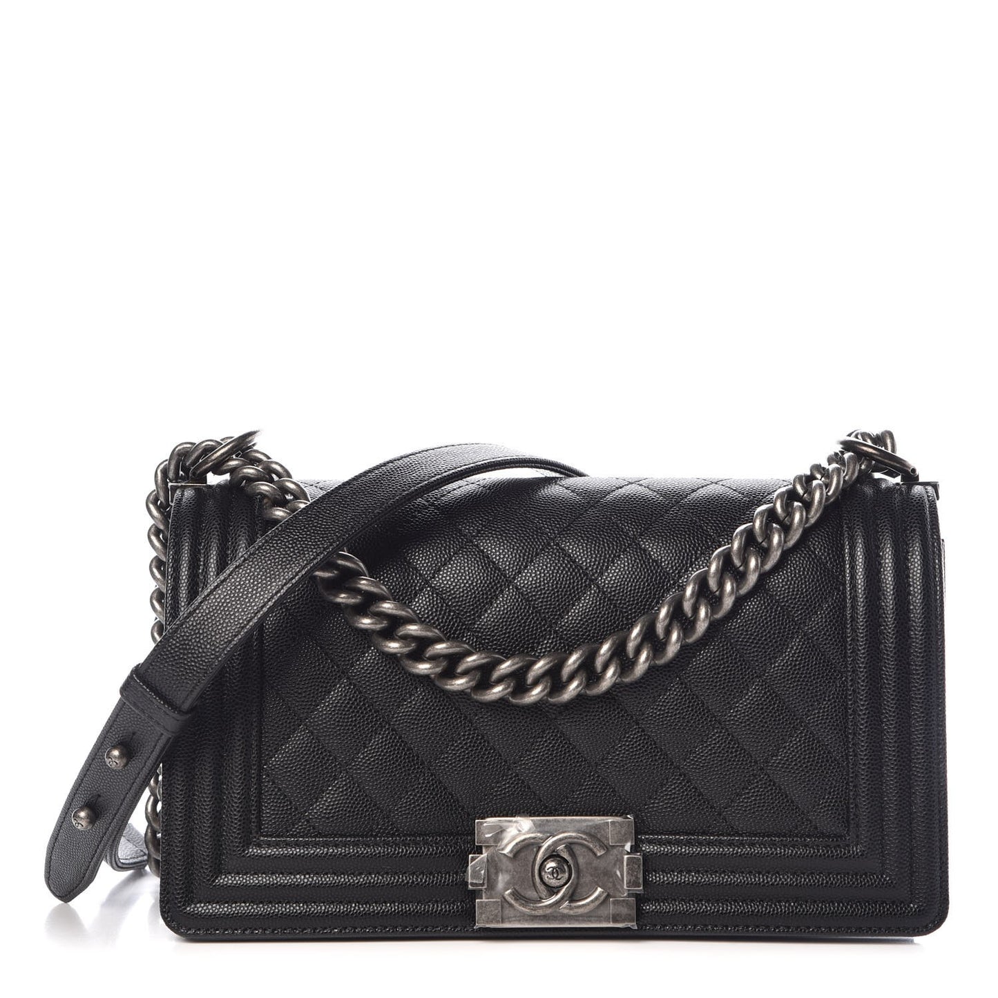Caviar Quilted Medium Boy Flap Black