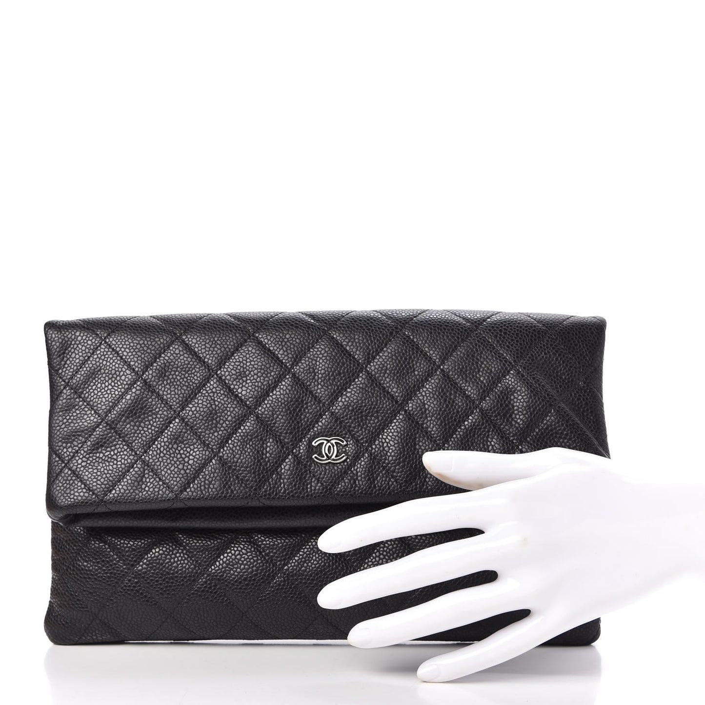 Caviar Quilted CC Beauty Clutch Black