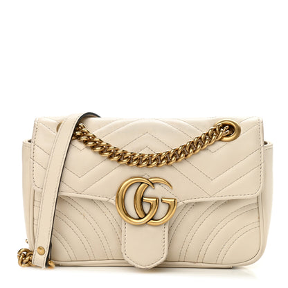 Gucci Calfskin Matelasse Mini GG Marmont Shoulder Bag White 1 of 17
