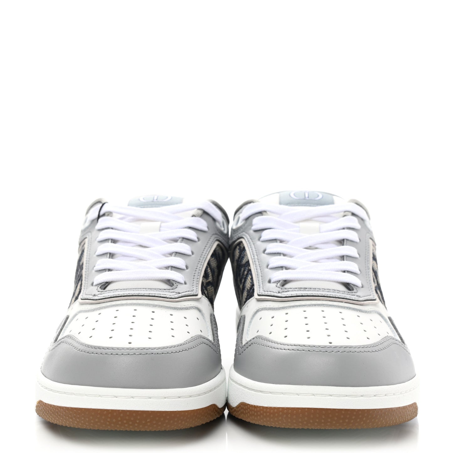 Smooth Calfskin Jacquard Oblique Mens B27 Low Top Sneakers 40 Beige Blue