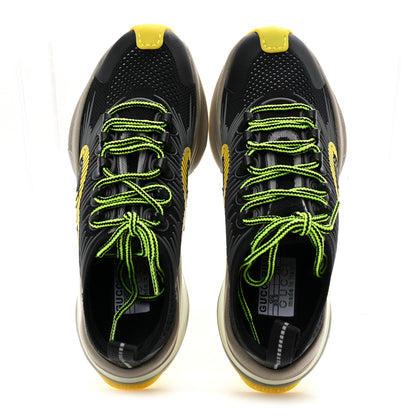 Gucci Technical Knit Fabric Waves Womens Gucci Run Sneakers 35.5 Black Silver Giallo Neon Yellow 2 of 9