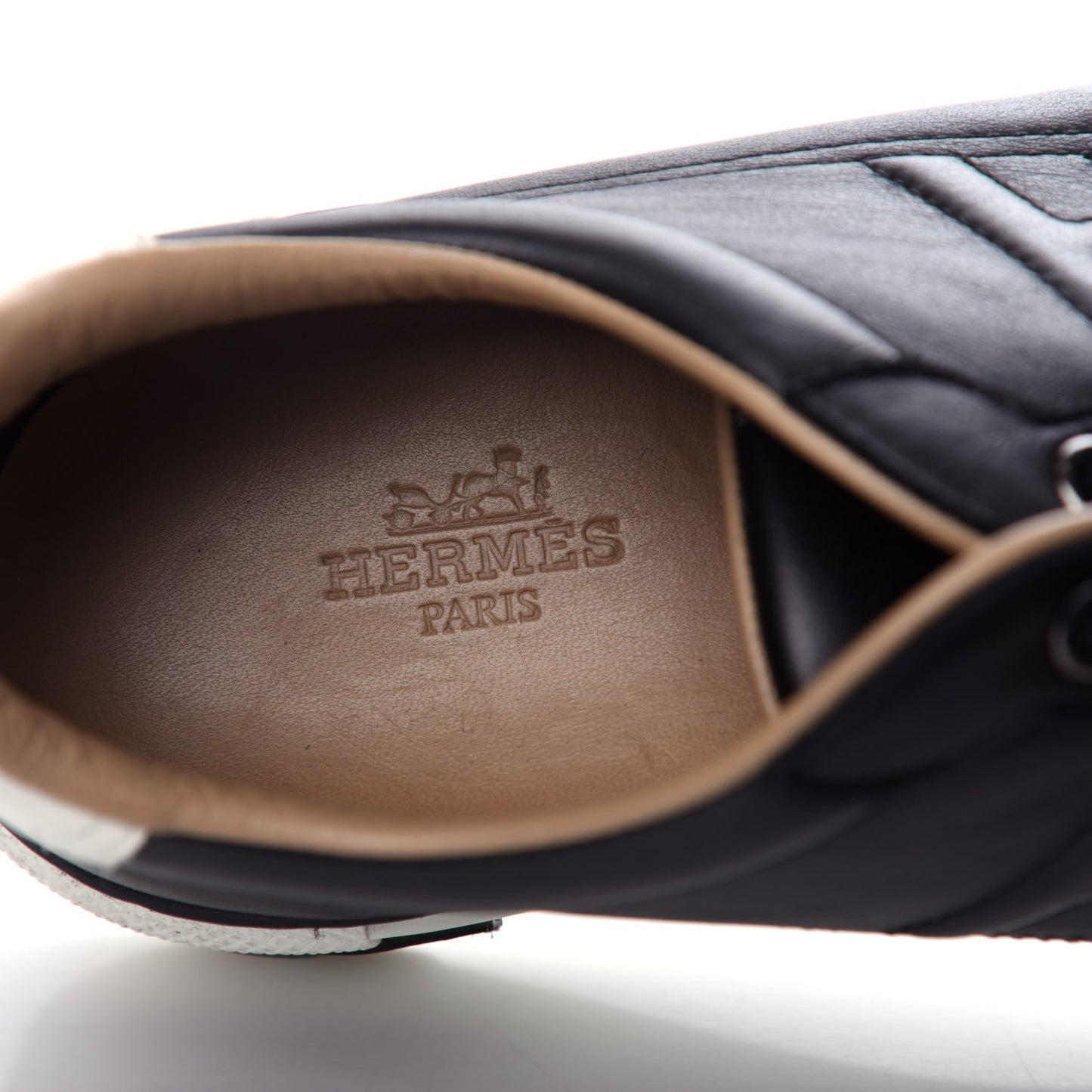 Calfskin Polo Sneakers 36.5 Black White