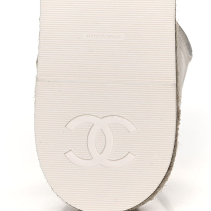 Chanel Lambskin Cap Toe CC Espadrille Sandals 37 White Black 6 of 11