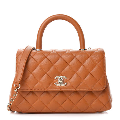 Chanel Caviar Quilted Mini Coco Handle Flap Light Brown 1 of 11