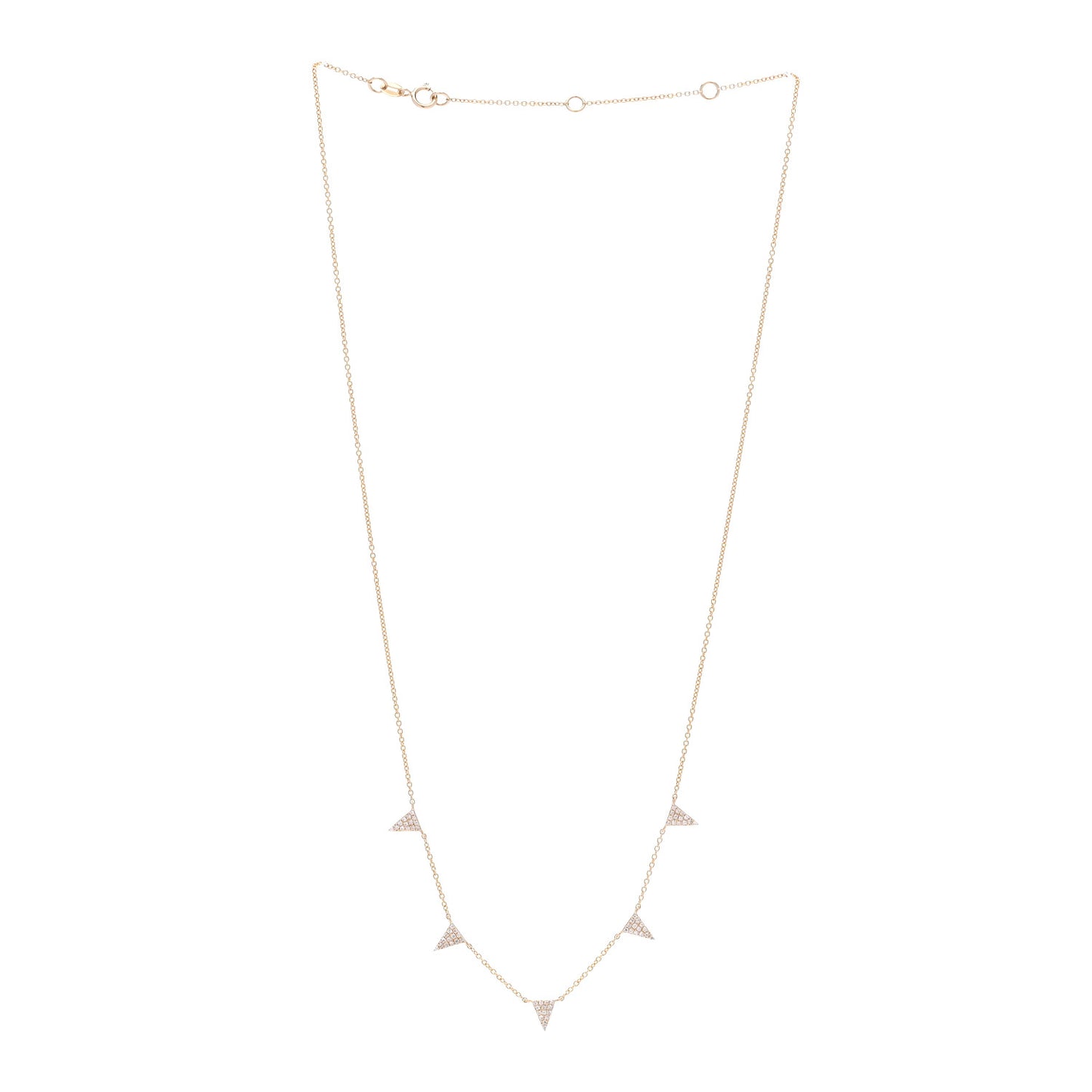 14K Rose Gold Diamond .17ctw Triangle Five Station Necklace