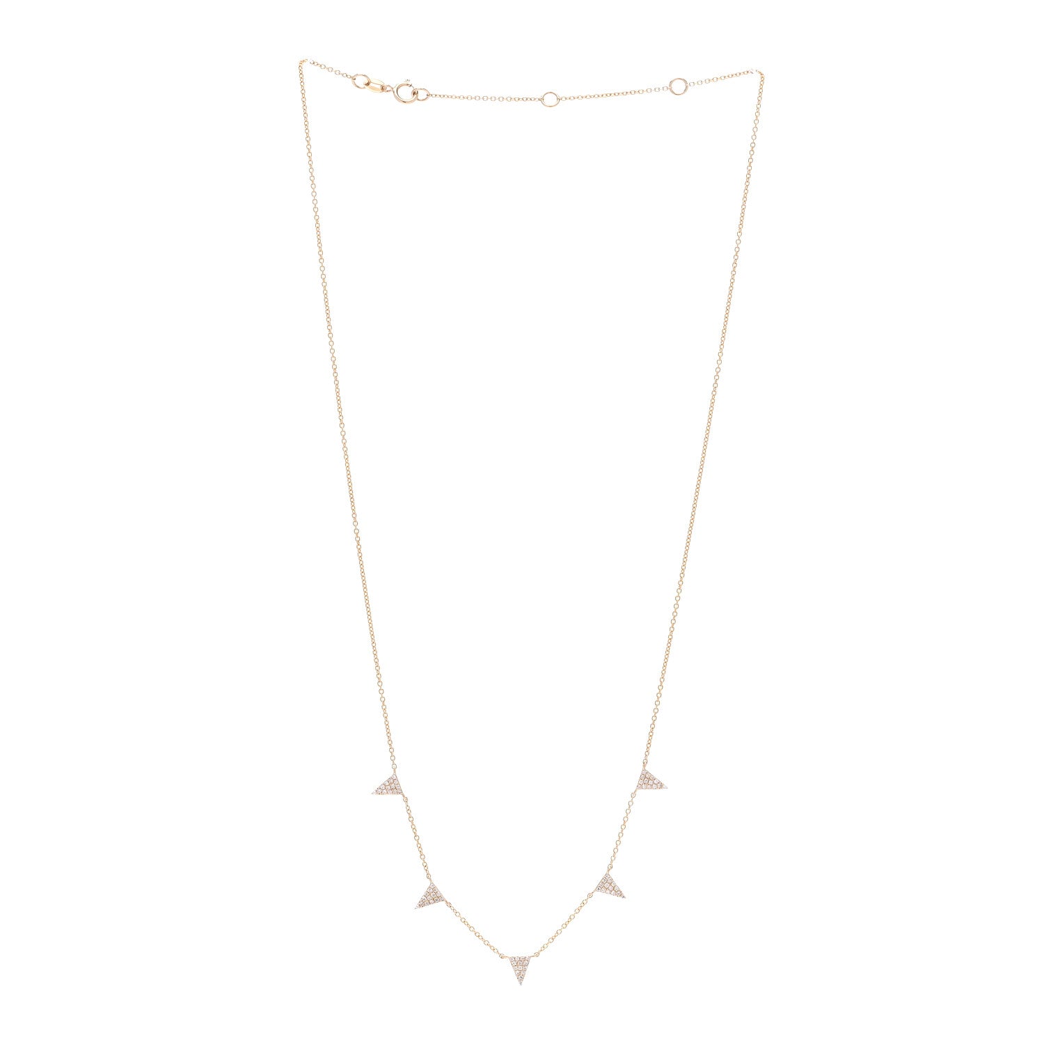 Parker & West by FASHIONPHILE 14K Rose Gold Diamond .17ctw Triangle Five Station Necklace 3 of 5