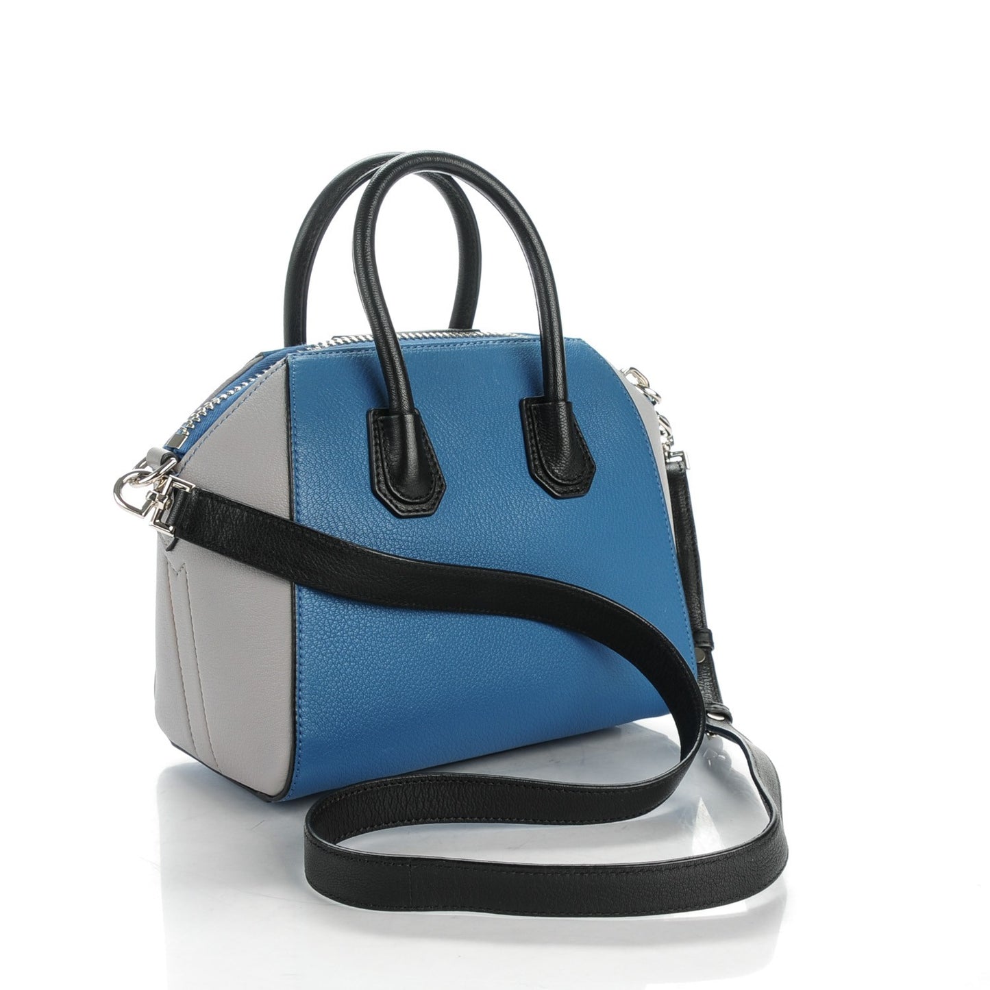Sugar Goatskin Mini Tri-Color Antigona Blue Grey Black
