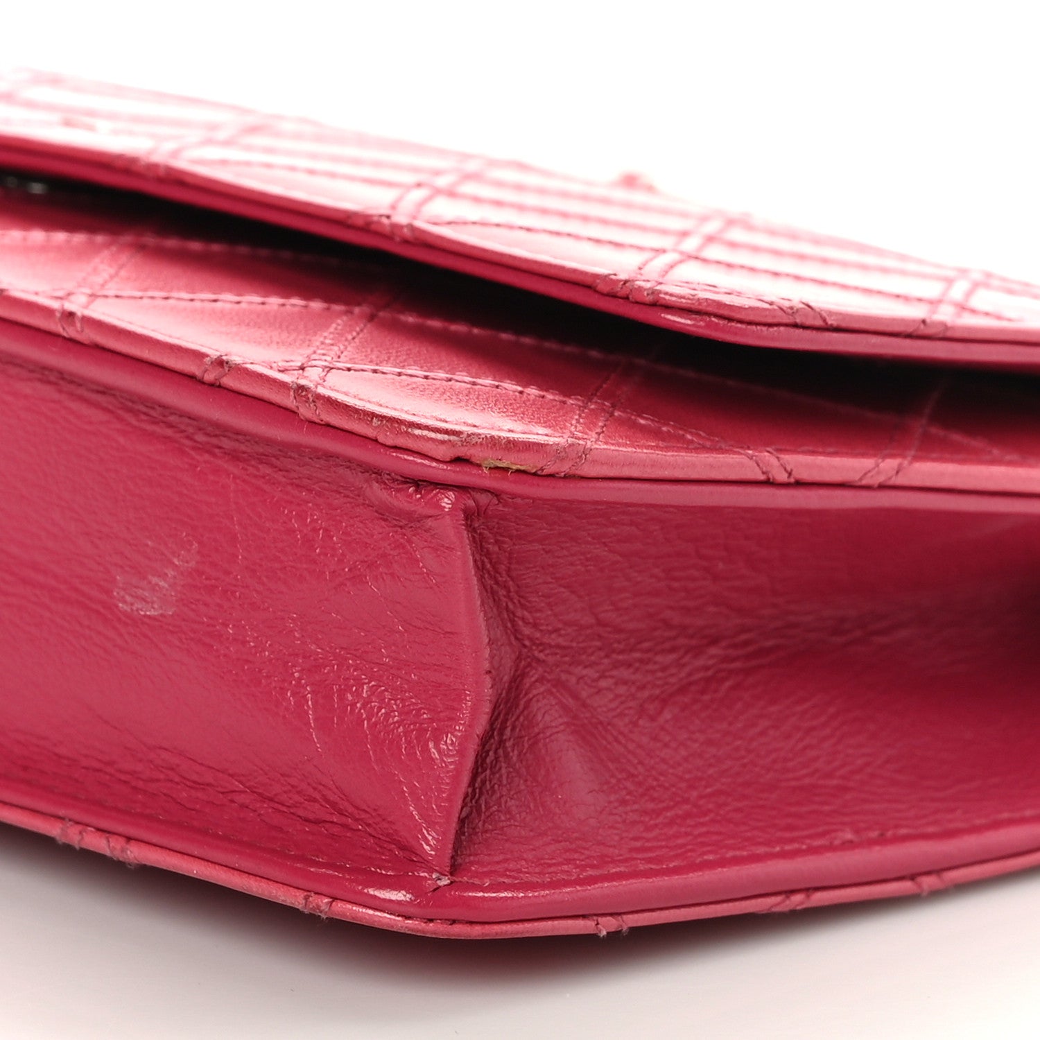 Chanel Lambskin Diamond Stitched Wallet On Chain WOC Pink 10 of 12