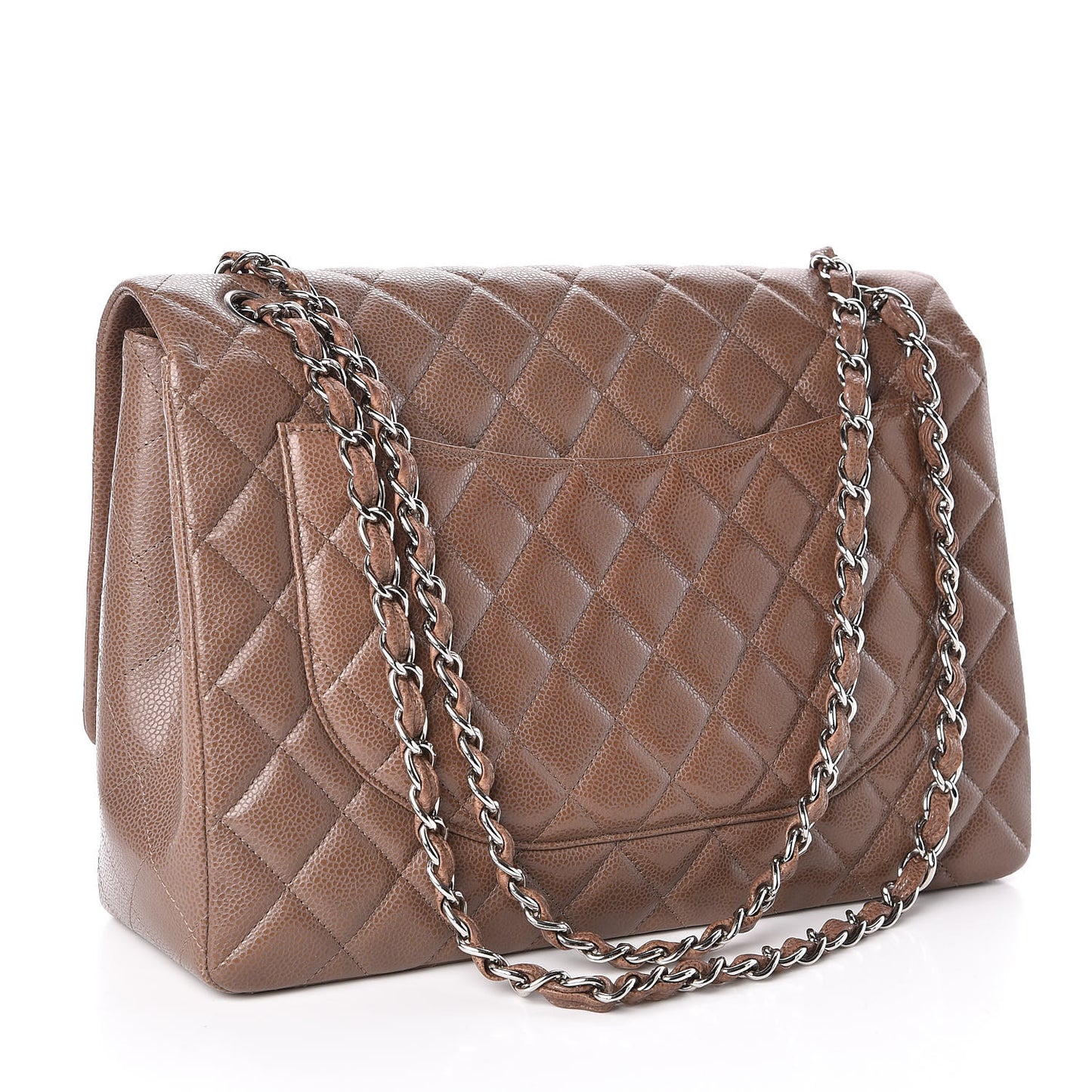 Caviar Quilted Maxi Single Flap Taupe