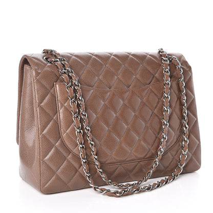 Chanel Caviar Quilted Maxi Single Flap Taupe 3 of 11