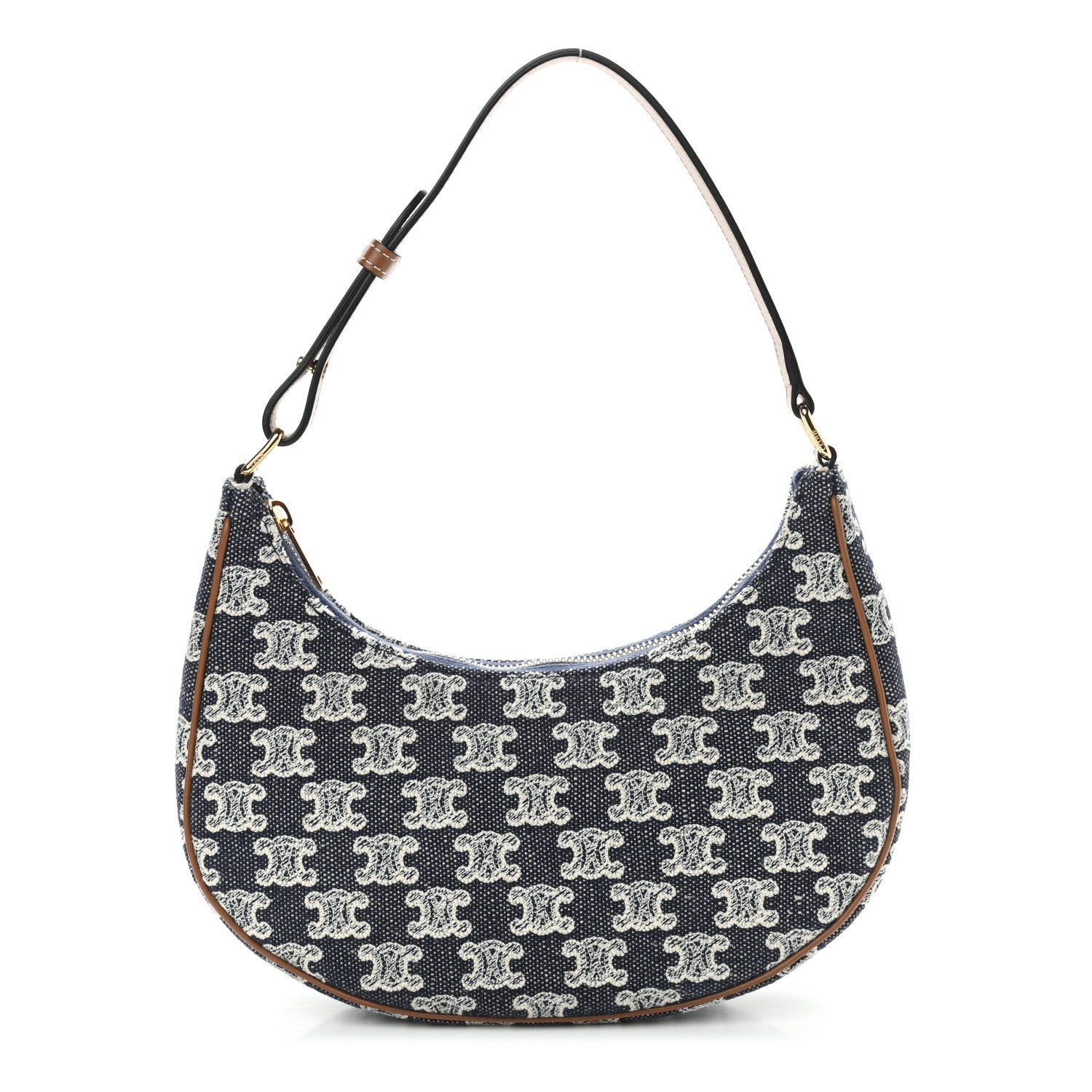 Celine Canvas Calfskin Ava Triomphe Shoulder Bag Blue 1 of 11