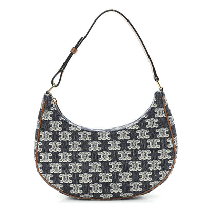 Celine Canvas Calfskin Ava Triomphe Shoulder Bag Blue 1 of 11